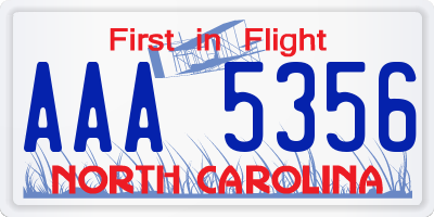 NC license plate AAA5356