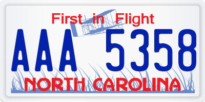 NC license plate AAA5358