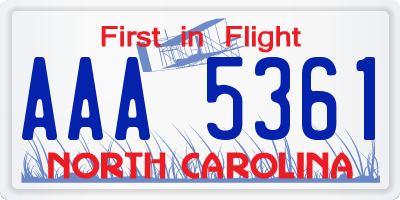 NC license plate AAA5361