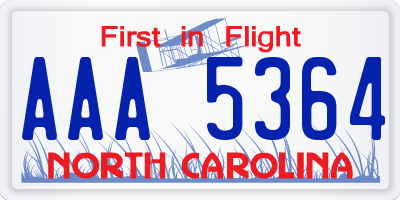 NC license plate AAA5364