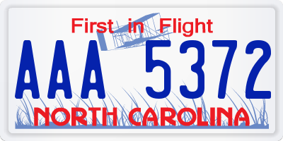 NC license plate AAA5372