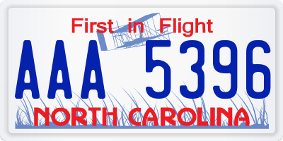 NC license plate AAA5396