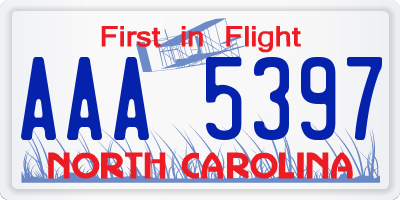 NC license plate AAA5397