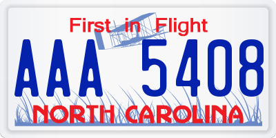 NC license plate AAA5408