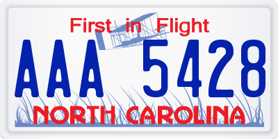 NC license plate AAA5428