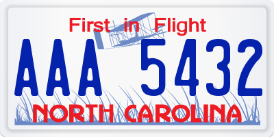 NC license plate AAA5432