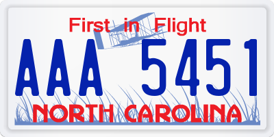 NC license plate AAA5451