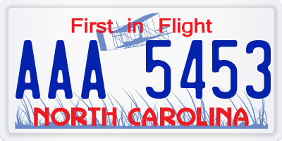 NC license plate AAA5453