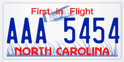 NC license plate AAA5454