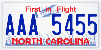 NC license plate AAA5455