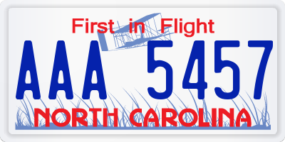 NC license plate AAA5457