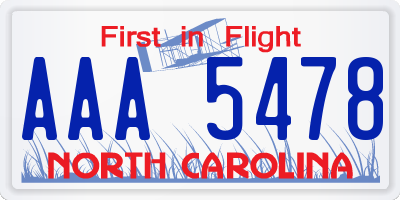 NC license plate AAA5478