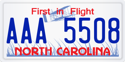 NC license plate AAA5508