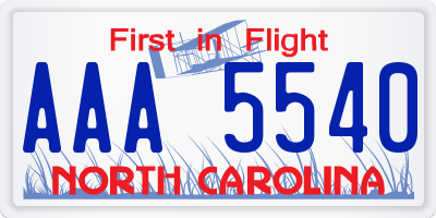 NC license plate AAA5540