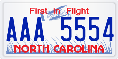 NC license plate AAA5554