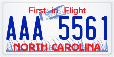 NC license plate AAA5561