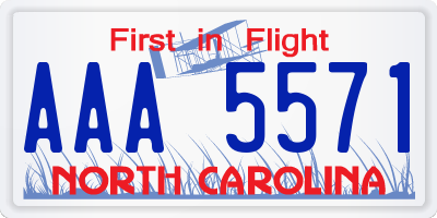 NC license plate AAA5571