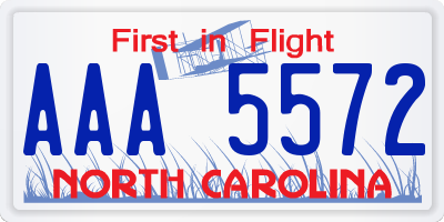 NC license plate AAA5572