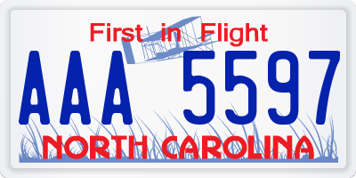 NC license plate AAA5597