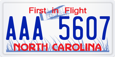NC license plate AAA5607