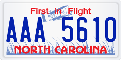 NC license plate AAA5610