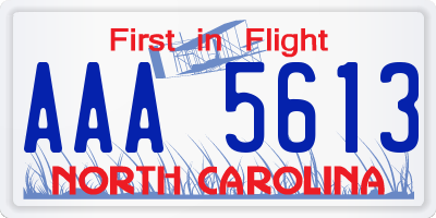 NC license plate AAA5613