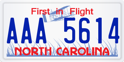 NC license plate AAA5614