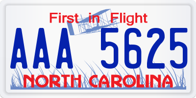 NC license plate AAA5625