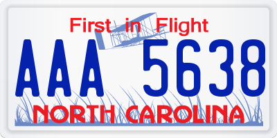 NC license plate AAA5638