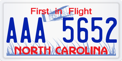 NC license plate AAA5652