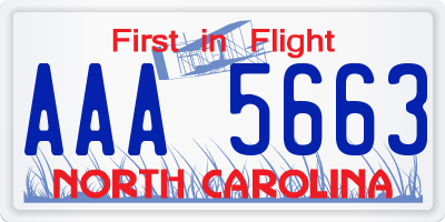 NC license plate AAA5663