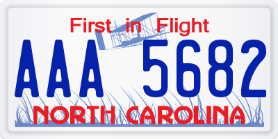 NC license plate AAA5682