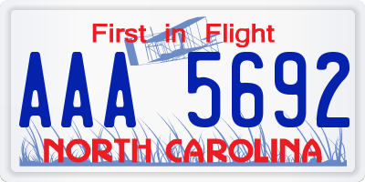 NC license plate AAA5692