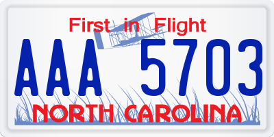NC license plate AAA5703