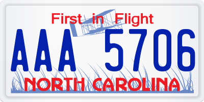 NC license plate AAA5706