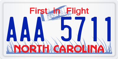 NC license plate AAA5711