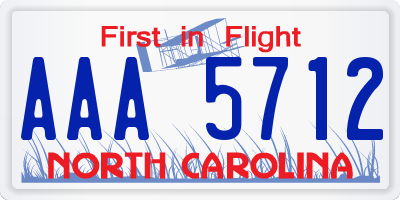 NC license plate AAA5712