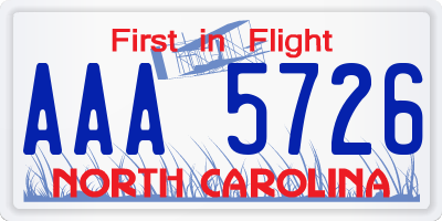 NC license plate AAA5726