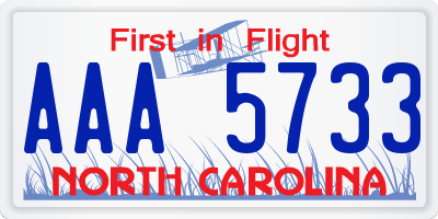 NC license plate AAA5733