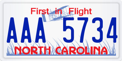 NC license plate AAA5734