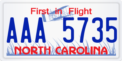 NC license plate AAA5735