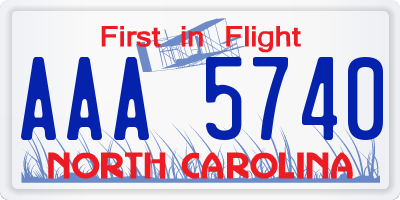 NC license plate AAA5740