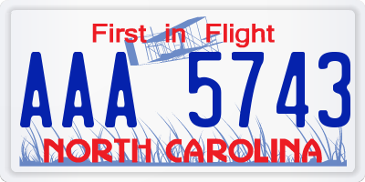NC license plate AAA5743