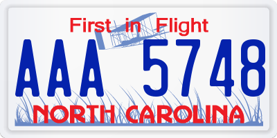 NC license plate AAA5748