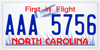 NC license plate AAA5756