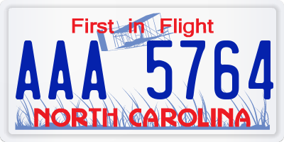 NC license plate AAA5764