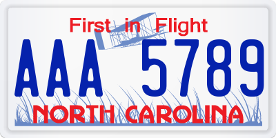 NC license plate AAA5789