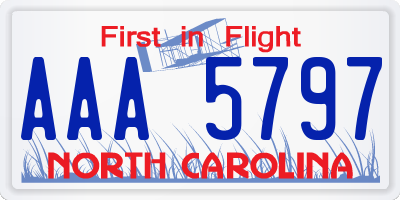 NC license plate AAA5797