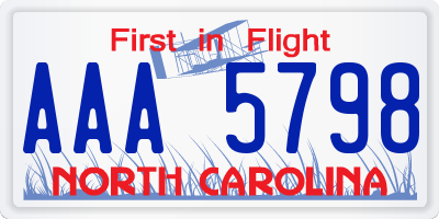 NC license plate AAA5798