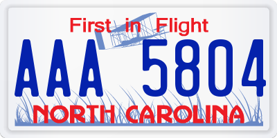 NC license plate AAA5804